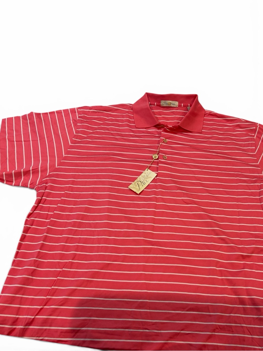Peter Millar Pink and White Striped Polo - Picture 2 of 5